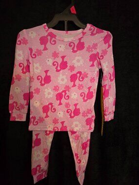 NWT Barbie Toddler 2pc Pajama Set Pink Floral Size 18M Long Sleeve
